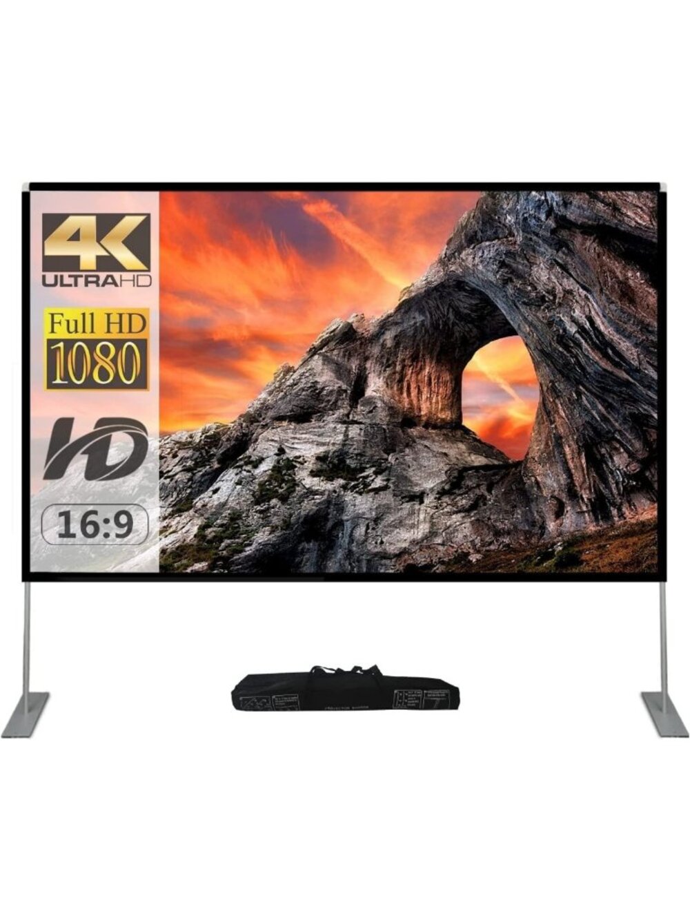 100 Inch Portable Outdoor Projector Screen with Stand for Backyard Movie Nights